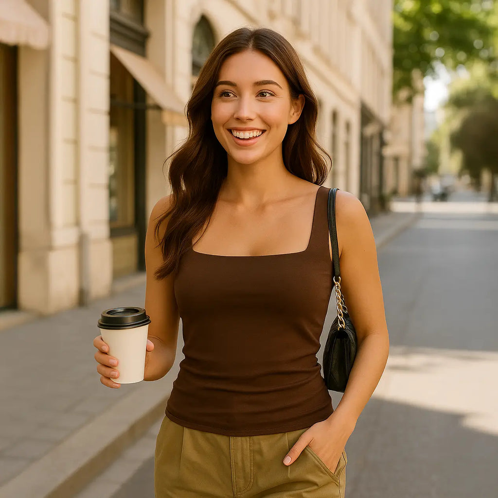 Celeste Top - Figurformendes Tanktop mit eckigem Ausschnitt